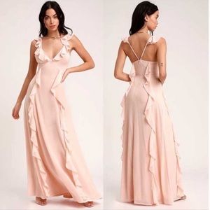 LuLu's Serene Scene Blush Ruffled Maxi Dress Size XL